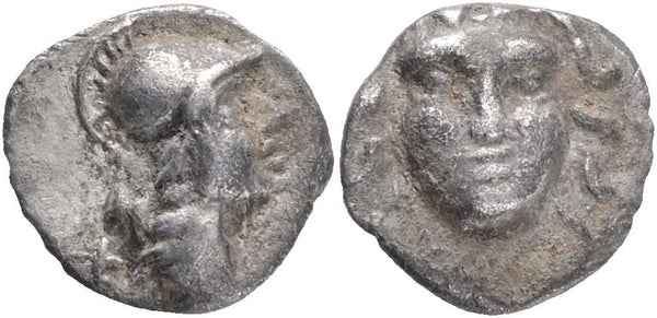 Ancient Greek coin from Pisidia, Selge - Gorgon and Athena - 350-300 BC