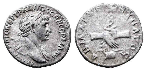 Ancient Roman coin of Trajan minted in Caesaria, Cappadocia