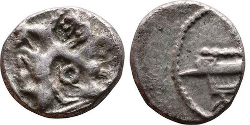 Ancient Phoenician silver coin 4th century BC - King fighting Lion