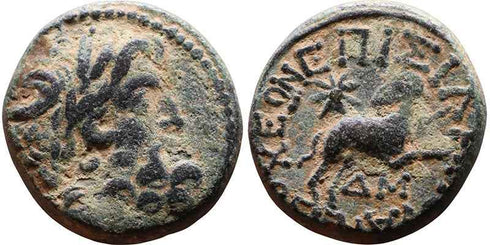 Ancient Greek coin from Antioch - Time of Roman Emperor Augustus