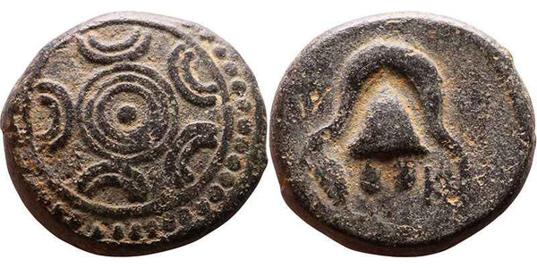 Ancient Greek coin of Alexander III - Macedonian Shield and Helmet