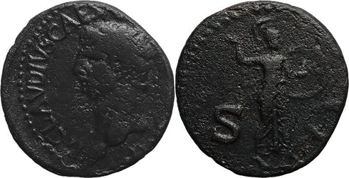 Ancient Roman coin of Claudius I - Minerva