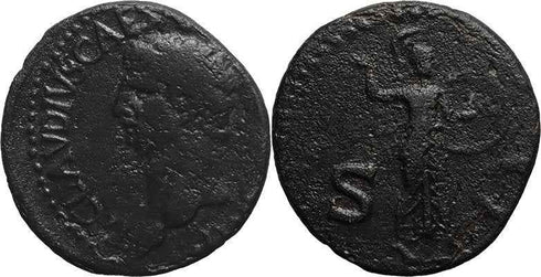 Ancient Roman coin of Claudius I - Minerva