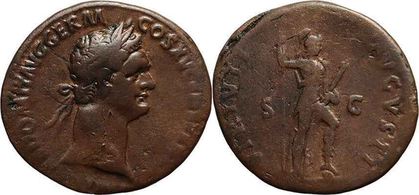 Ancient Roman coin of Domitian - VIRTVTI AVGVSTI S C