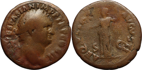 Ancient Roman coin of Vespasian Ae As - AEQVITAS AVGVSTI S-C