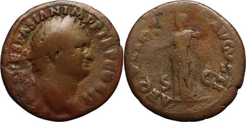 Ancient Roman coin of Vespasian Ae As - AEQVITAS AVGVSTI S-C