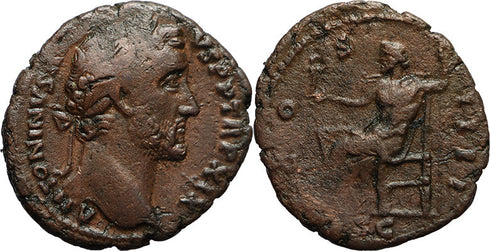 Ancient Roman coin of Antoninus Pius - COS IIII