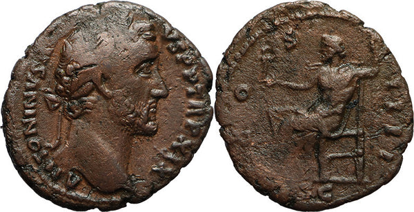 Ancient Roman coin of Antoninus Pius - COS IIII