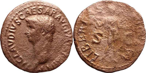 Ancient Roman coin of Claudius I - Libertas