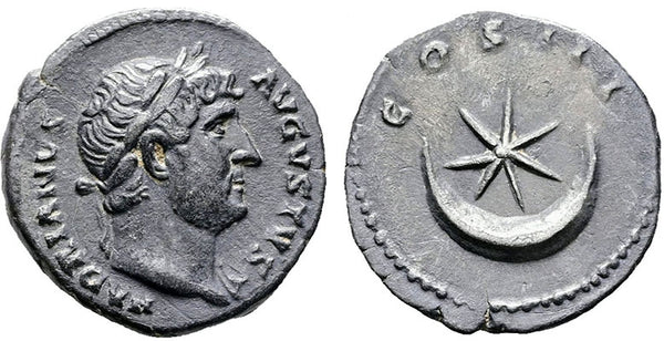 Ancient Roman silver coin of the Emperor Hadrian - COS III