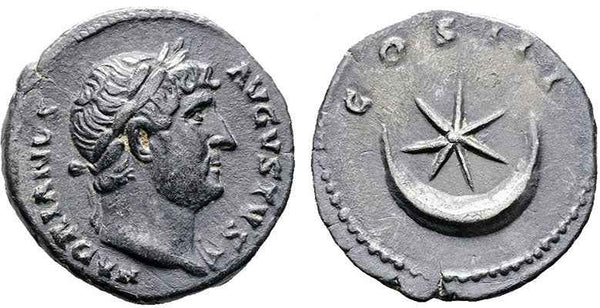 Ancient Roman silver coin of the Emperor Hadrian - COS III