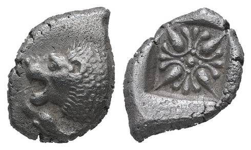 Ancient Greek silver coin from Ionia, Miletos. Late 6th early 4th Century BC. AR Diobol