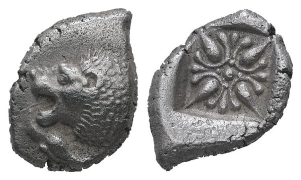 Ancient Greek silver coin from Ionia, Miletos. Late 6th early 4th Century BC. AR Diobol