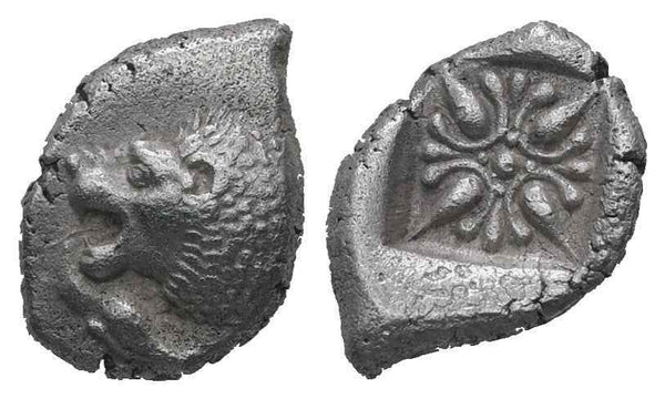 Ancient Greek silver coin from Ionia, Miletos. Late 6th early 4th Century BC. AR Diobol