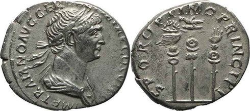 Roman silver coin of the Emperor Trajan - SPQR OPTIMO PRINCIPI