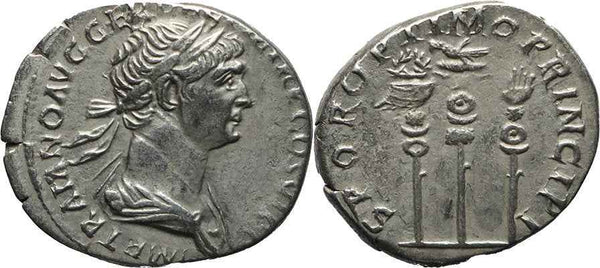 Roman silver coin of the Emperor Trajan - SPQR OPTIMO PRINCIPI