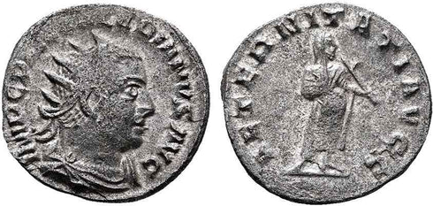 Ancient Roman coin of Valerian I AR silver antoninianus - AETERNITATI AVG - Viminacium Mint