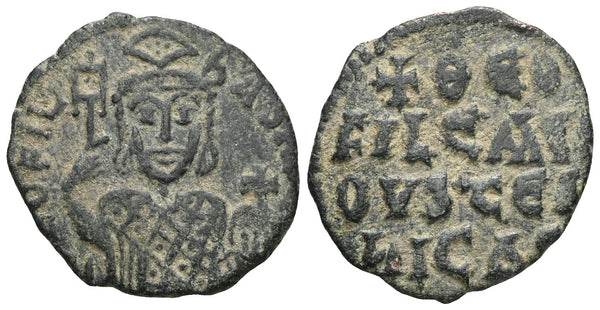 Ancient Byzantine coin of Theophilus 829-842 AD minted in Constantinople
