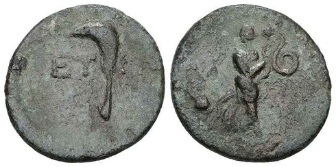 Ancient Greek coin of Pisidia, Etenna - Nymph holding serpent 100-1 BC