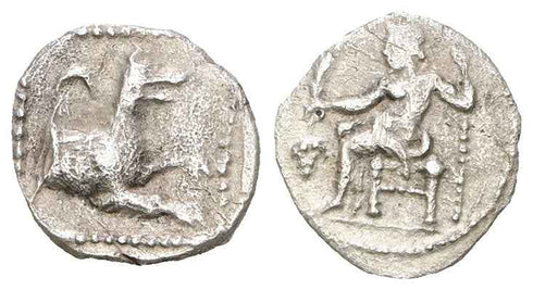 Ancient Greek coin of Laranda, Lycaonia Circa 350-300 BC silver Obol