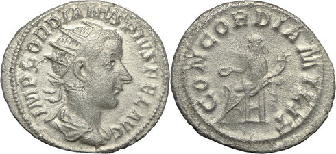 Ancient Roman coin of Gordian III 238-244AD Antoninianus - CONCORDIA MILIT