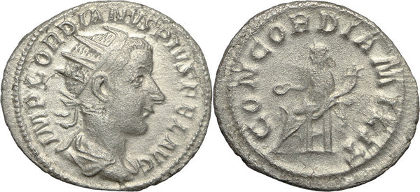 Ancient Roman coin of Gordian III 238-244AD Antoninianus - CONCORDIA MILIT