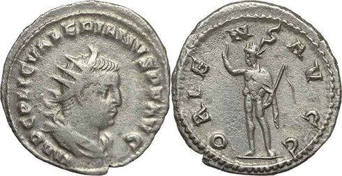 Ancient Roman coin of Valerian I AR silver antoninianus - ORIENS AVGG
