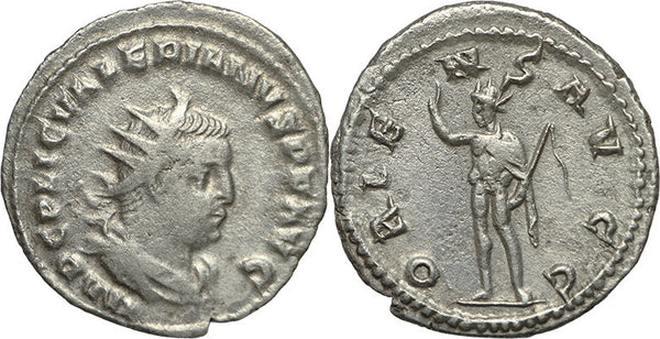Ancient Roman coin of Valerian I AR silver antoninianus - ORIENS AVGG