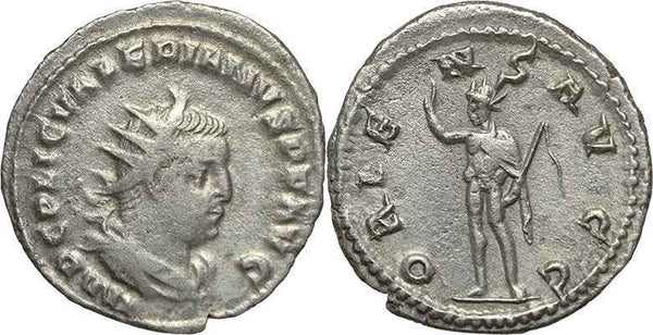 Ancient Roman coin of Valerian I AR silver antoninianus - ORIENS AVGG