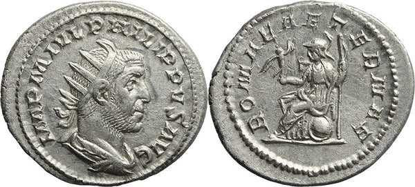 Ancient Roman coin of Philip I silver antoninianus - ROMAE AETERNAE