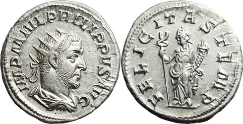 Ancient Roman coin of Philip I silver antoninianus - FELICITAS TEMP