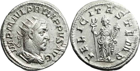 Ancient Roman coin of Philip I silver antoninianus - FELICITAS TEMP