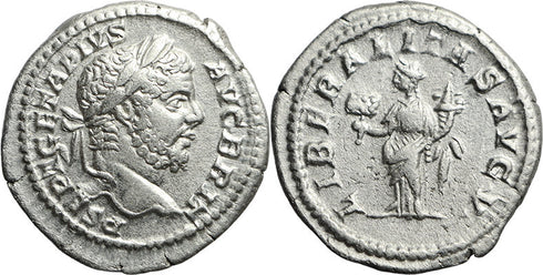 Roman coin of Geta AR silver denarius - LIBERALITAS AVG V