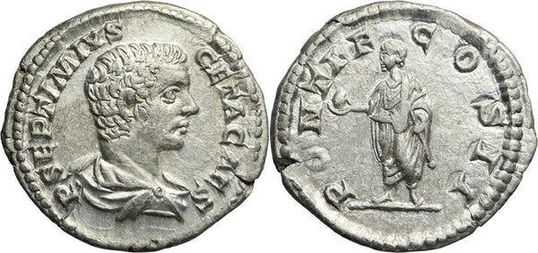Ancient Roman coin of Geta AR silver denarius - PONTIF COS II