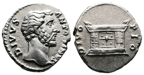 Ancient Roman silver denarius of the Emperor Antoninus Pius - DIVO PIO