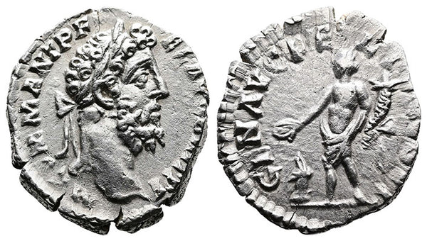 Ancient Roman coin of Commodus AR silver denarius - Genius