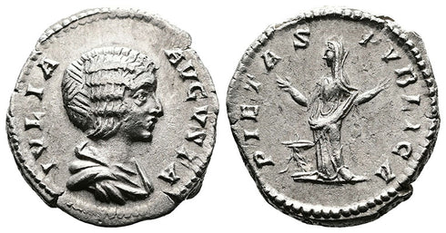 Ancient Roman coin of Julia Domna AR silver denarius - PIETAS PVBLICA
