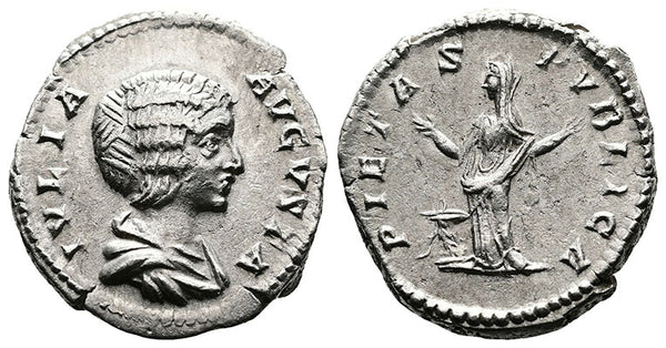 Ancient Roman coin of Julia Domna AR silver denarius - PIETAS PVBLICA