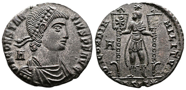 Ancient Roman coin of Constantius II as Caesar - Silvered Bronze Centenionalis - Scarce