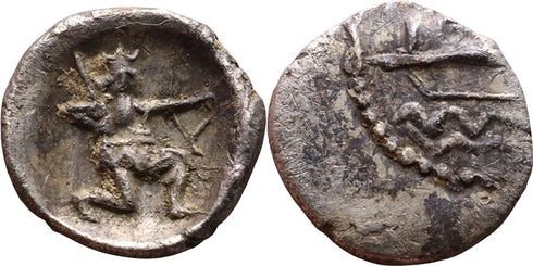 Ancient Phoenician silver coin from Sidon - Great King and Galley - 5th to 4th Century BC
