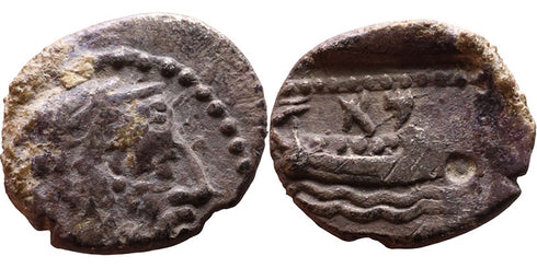 Ancient Phoenician silver coin from Arados - Great King and Galley - 380-351 BC