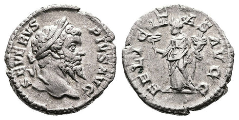 Ancient Roman coin of Septimius Severus silver denarius 193-211AD - FELICITAS AVGG