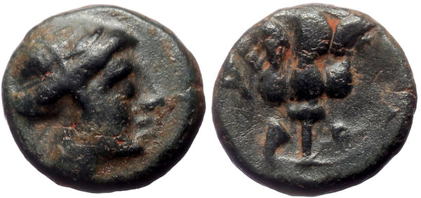 Ancient Greek coin of Rhodos, Rhodes circa 350-300 BC.