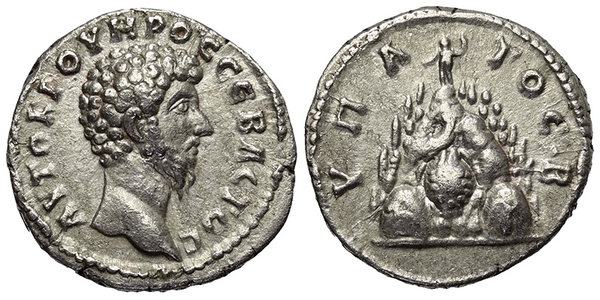 Ancient Roman Provincial coin of Lucius Verus AR silver didrachm from Caesaria, Cappadocia