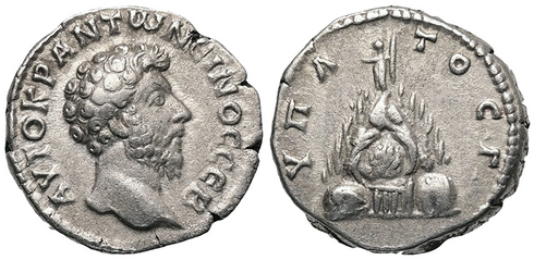 Ancient Roman Provincial coin of Marcus Aurelius AR silver didrachm from Caesaria, Cappadocia