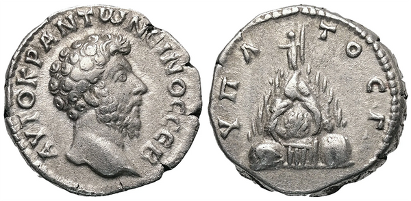 Ancient Roman Provincial coin of Marcus Aurelius AR silver didrachm from Caesaria, Cappadocia