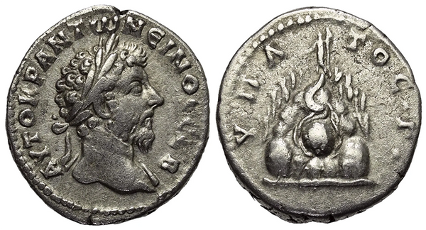 Ancient Roman Provincial coin of Marcus Aurelius AR silver didrachm from Caesaria, Cappadocia