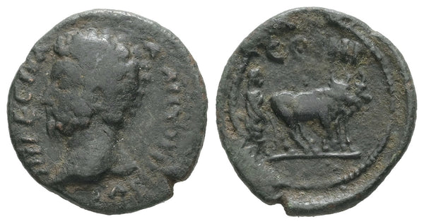 Ancient Roman Provincial coin of Marcus Aurelius minted in Parium, Mysia