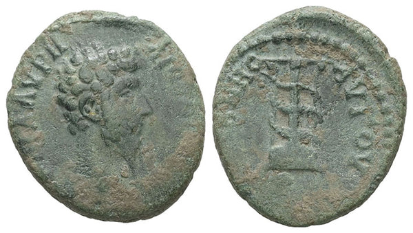 Ancient Roman Provincial coin of Lucius Verus minted in Augusta Traiana, Thrace