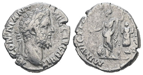 Ancient Roman coin of the Emperor Commodus AR silver denarius minted in Rome